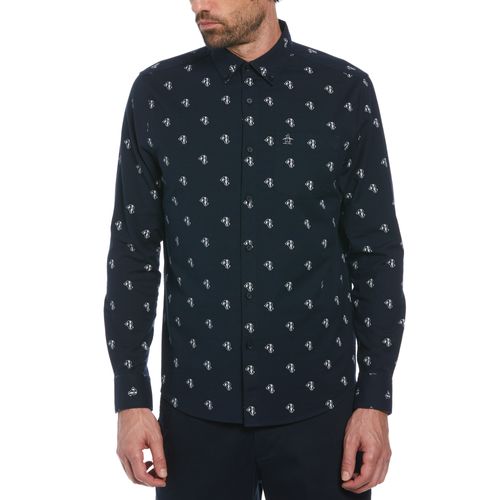 Camisa Manga Larga Hombre Estampado Navy