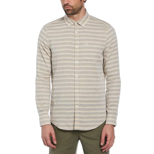 Camisa Manga Larga Hombre Rayas Khaki