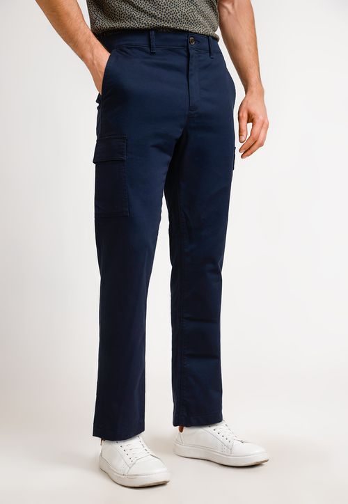 Pantalón Hombre Algodón Liso Navy
