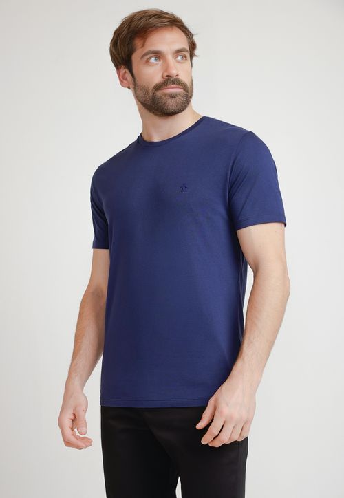 Polera Hombre Algodón Pima Liso Azul
