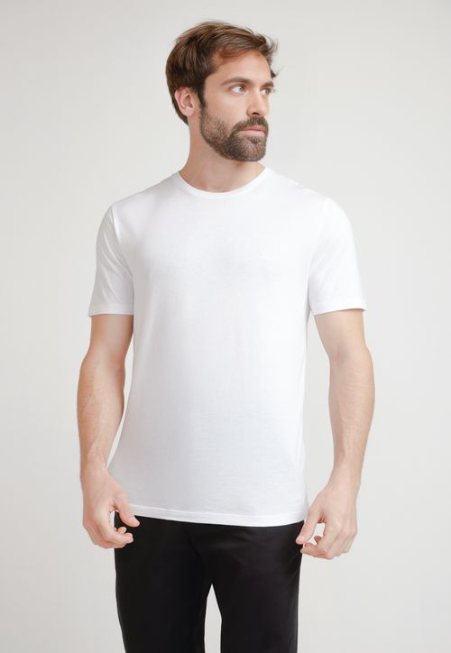 Polera Hombre Algodón Pima Liso Blanco